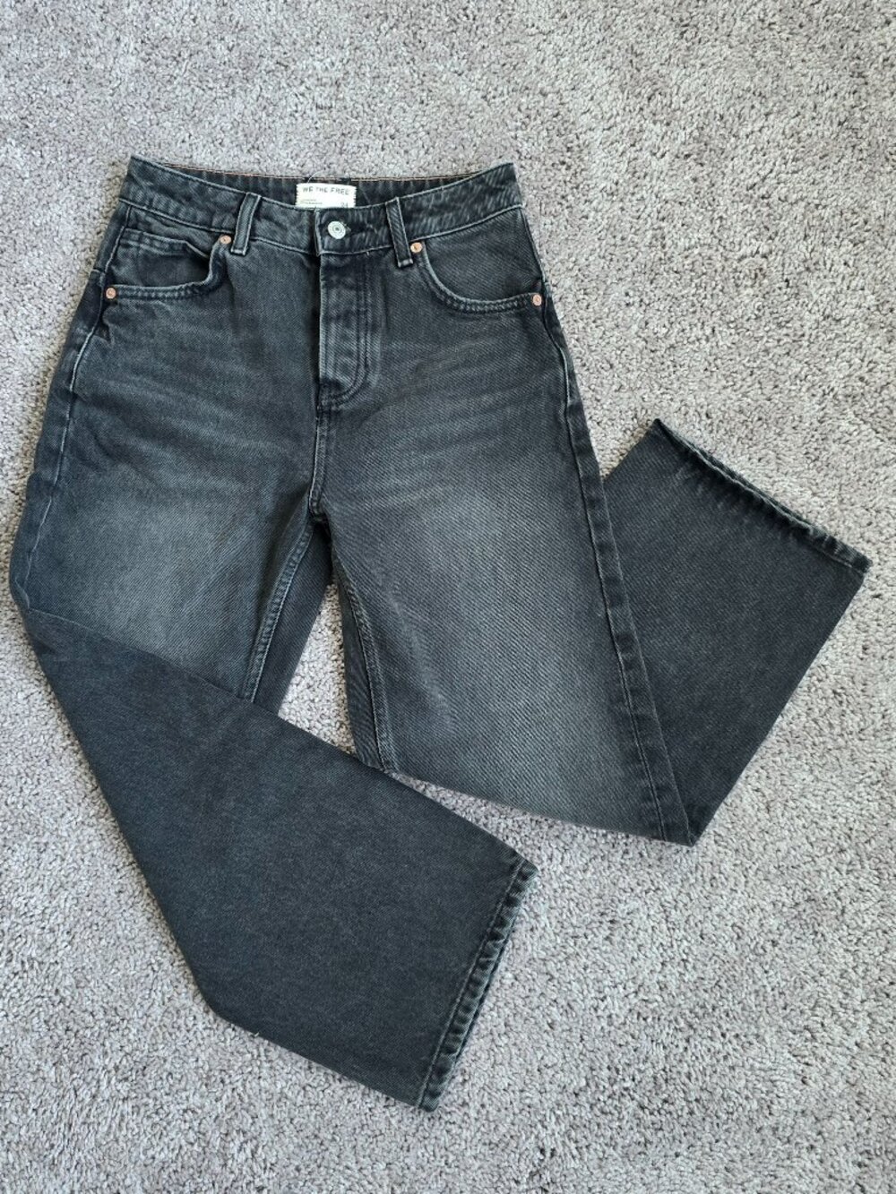 WE THE FREE Free People Deep Trance Dropped Boyfriend Jeans 24 Black Hypnosis